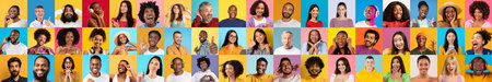 Diverse group of people sharing joyful moments in vibrant collages