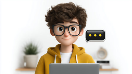 Virtual assistant for communication and voice control in a modern workspace Generative AIの素材