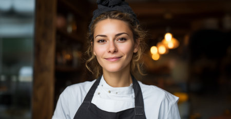 Professional chef in a contemporary kitchen setting preparing for service Generative AIの素材