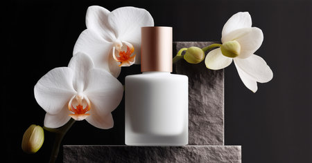 Luxury gel manicure setup with elegant floral accents in a modern setting Generative AIの素材