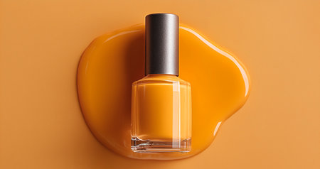 Luxury gel nails on display with vibrant yellow nail polish and artistic design Generative AIの素材