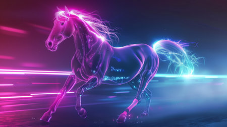 A robot horse displays remarkable agility and precision while performing circus tricksの素材