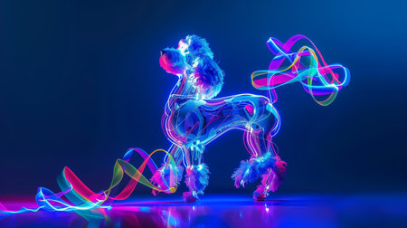 A metallic robot flips and spins in a glowing circus ring under bright lightsの素材