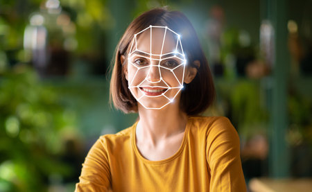 Facial recognition technology in everyday identity verification processの写真素材