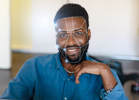 Advancements in facial recognition technology in modern identification methodsの写真素材