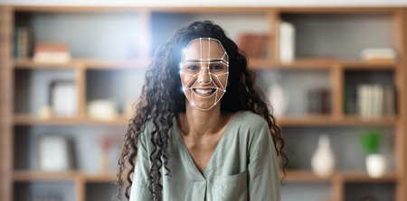 Modern face recognition tech improves daily identification processesの写真素材