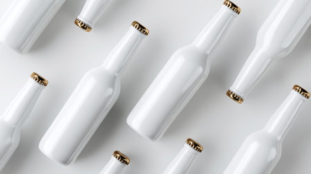 Minimalistic arrangement of white bottles highlighting ecological themes Generative AIの素材