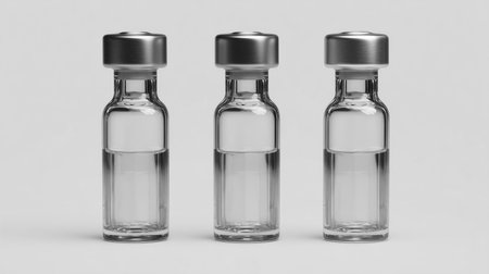 Glass vials reflecting minimalism and ecological concerns in a modern setting Generative AIの素材