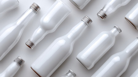 Minimalist white bottles symbolize ecological awareness and disaster prevention Generative AIの素材