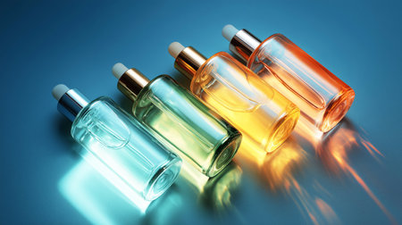 Cosmetology serums in elegant containers for youthful skin care routines Generative AIの素材
