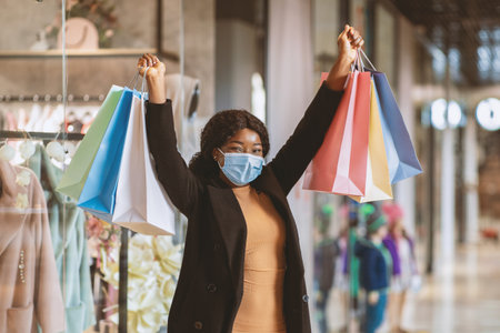 Shopping and seasonal sale at black friday during covid-19 pandemic and long-awaited purchase