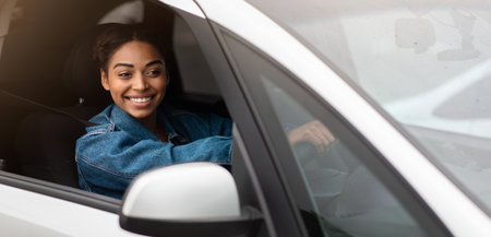 Traffic jams, routine commute and funny taxi driverの写真素材