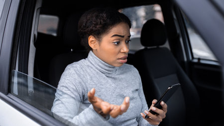 Travel problems and get lost in new city and looking for road, sitting in carの写真素材