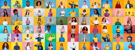 Joyful, creative people in a vibrant collage