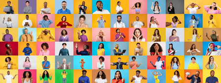 A diverse collection of portraits showcasing diverse lifestylesの写真素材