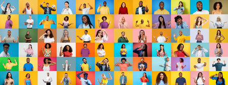 Colorful celebration of individuality and connection among diverse peopleの写真素材
