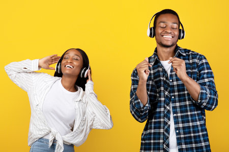 Have fun and enjoy music together, listens song and relax at home during covidの写真素材