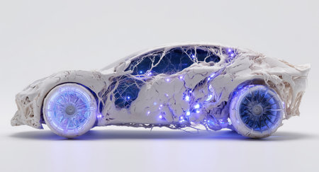 Innovative bioengineered car model showcasing biotissue and artificial design Generative AIの素材