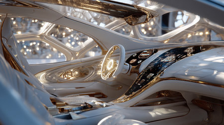 Innovative bioengineered vehicle interior showcasing advanced biotissue integration Generative AIの素材