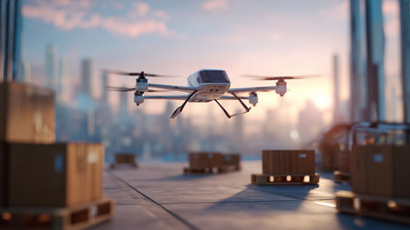 Advanced drone navigation for efficient cargo transport over urban landscape Generative AIの素材