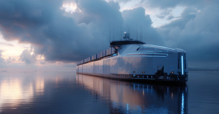 Innovative cargo ship utilizing autopilot technology for modern transportation Generative AIの素材