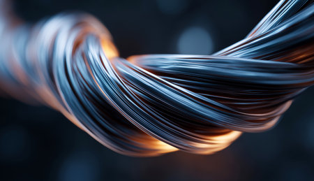 A close-up view showcases a twisted formation of smart materials and shape memory alloysの素材