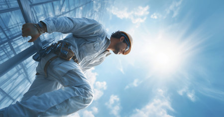 Man working with smart materials focused on shape memory alloys and liquid metal Generative AIの素材