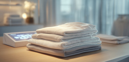 Nanofabric towels blend advanced tech and modern design in a minimalist settingの素材