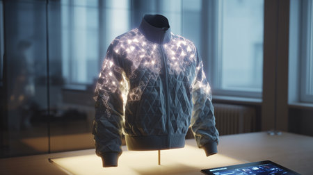 Innovative nanofabric jacket showcasing cutting-edge technology and design Generative AIの素材