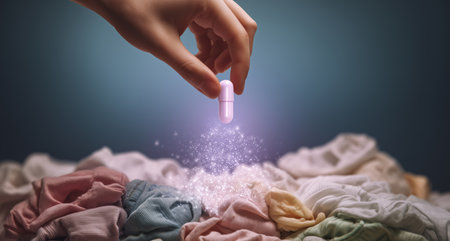 Capusle technology used for self purification of laundry in a modern setting Generative AIの素材