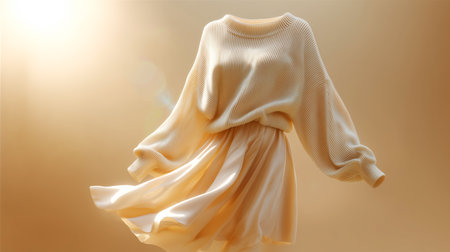 Draped fabric sways gently in the soft light creating an elegant visual display Generative AIの素材