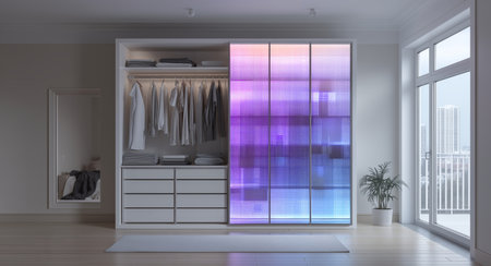Self-cleaning wardrobe with advanced disinfection technology for modern homes Generative AIの素材