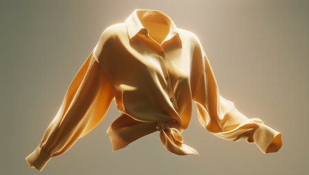 Elegant golden drapery showcasing texture and fabric style against a soft background Generative AIの素材