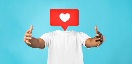 Modern expression of love through social media interaction in vibrant colors