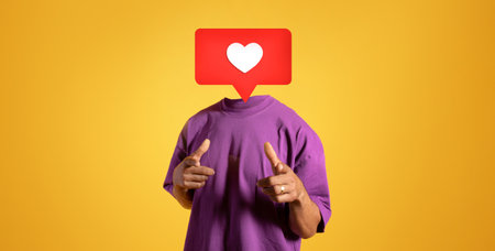 Heart icon representing social media engagement in vibrant setting