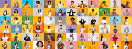 Collage celebrating multiracial and multiethnic beauty in portraits