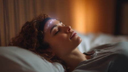 Hypnosis session for healing and relaxation in a calming bedroom environment Generative AIの素材