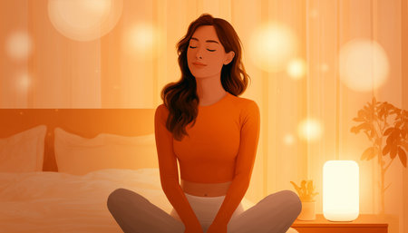 Hypnosis meditation session for relaxation and sleep improvement Generative AIの素材