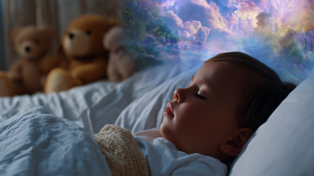 Hypnosis aids in restful sleep and therapeutic treatment for childhood challenges Generative AIの素材