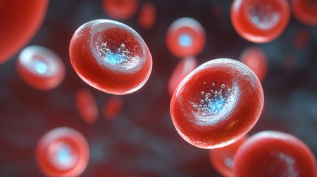Blood cells illuminated by the potential of rejuvenation and youthfulness Generative AIの素材