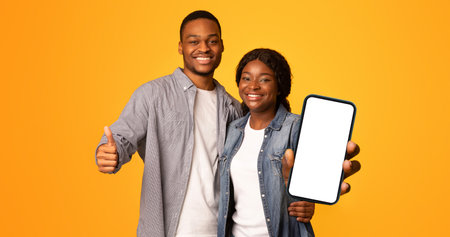 Portrait Of Happy Black Man And Woman Embracing And Showing Thumbs Up