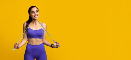 Young Woman Posing With Jump Rope At Studio