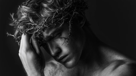 A person feels deep shame and guilt, revealing internal struggles and psychological pressureの素材