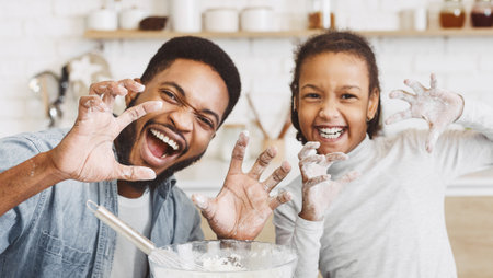 Funny cooking together conceptの写真素材