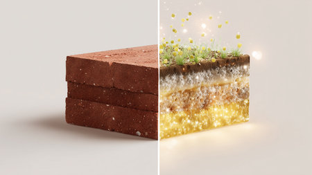 Biocement bricks blend life and tech for eco-friendly constructionの素材