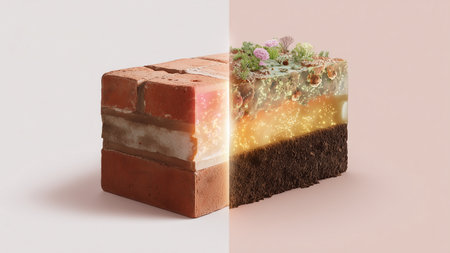 Exciting developments showcase a blend of traditional bricks with biocement and living elementsの素材