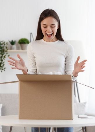 Woman screaming with joy received long-awaited package
