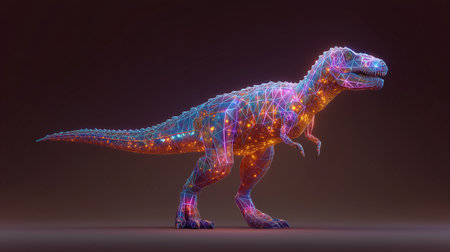 A vivid representation of a dinosaur crafted from advanced mechanical components and AI designの素材