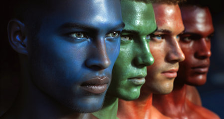 Innovative biotech modifications showcase vibrant nanopigments on diverse models Generative AIの素材