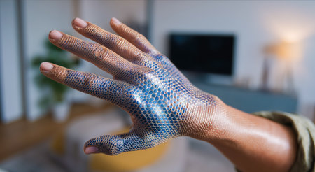 Futuristic hand with bio-modified nanopigments showcasing advanced technology Generative AIの素材